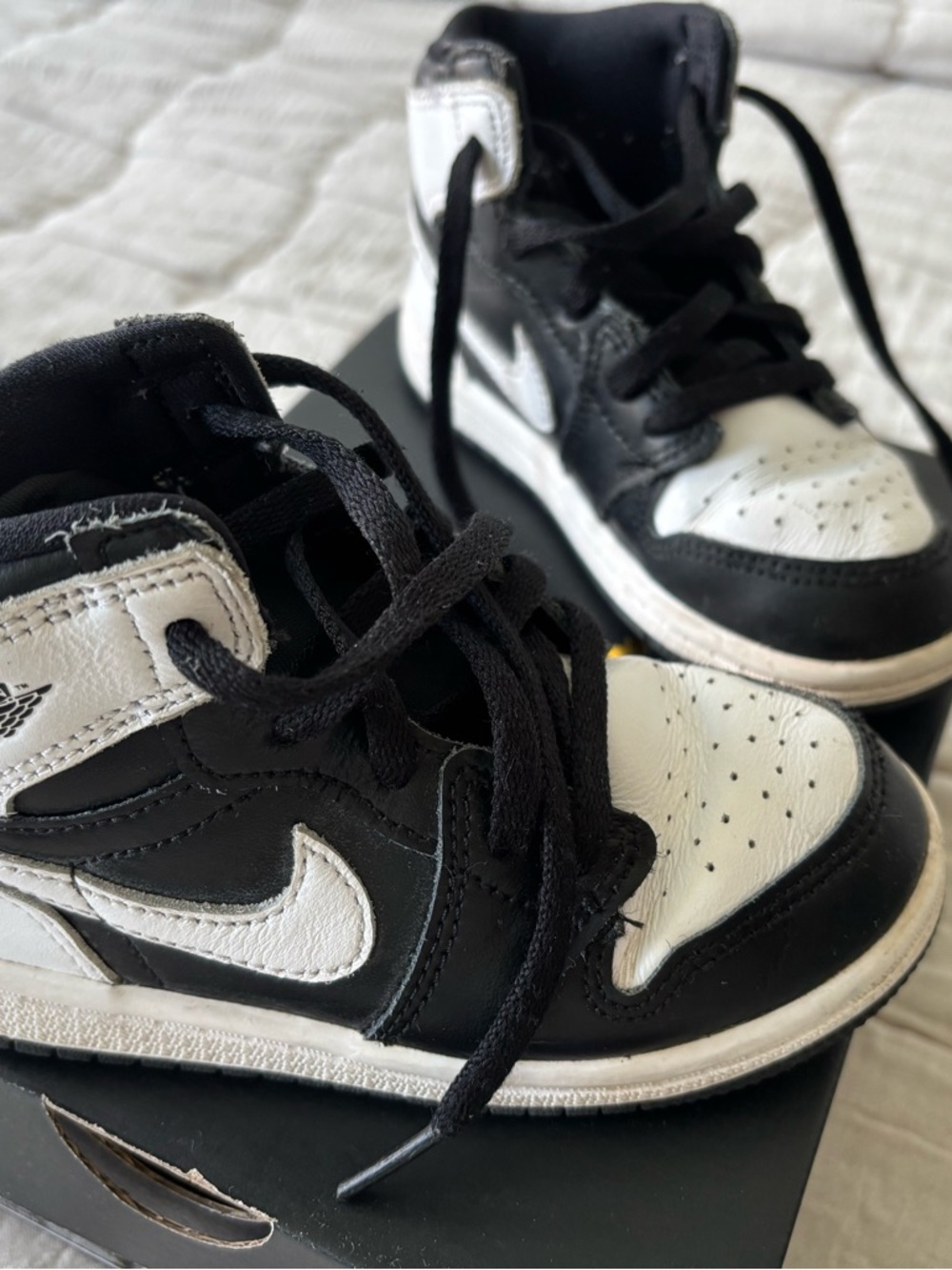 Nike Retro Jordan Kids Black and White High-Top Sneakers